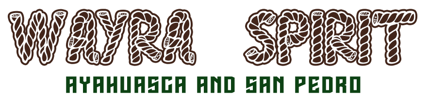 Wayra Spirit logo with brown rope-style text highlighting Ayahuasca and San Pedro retreats.